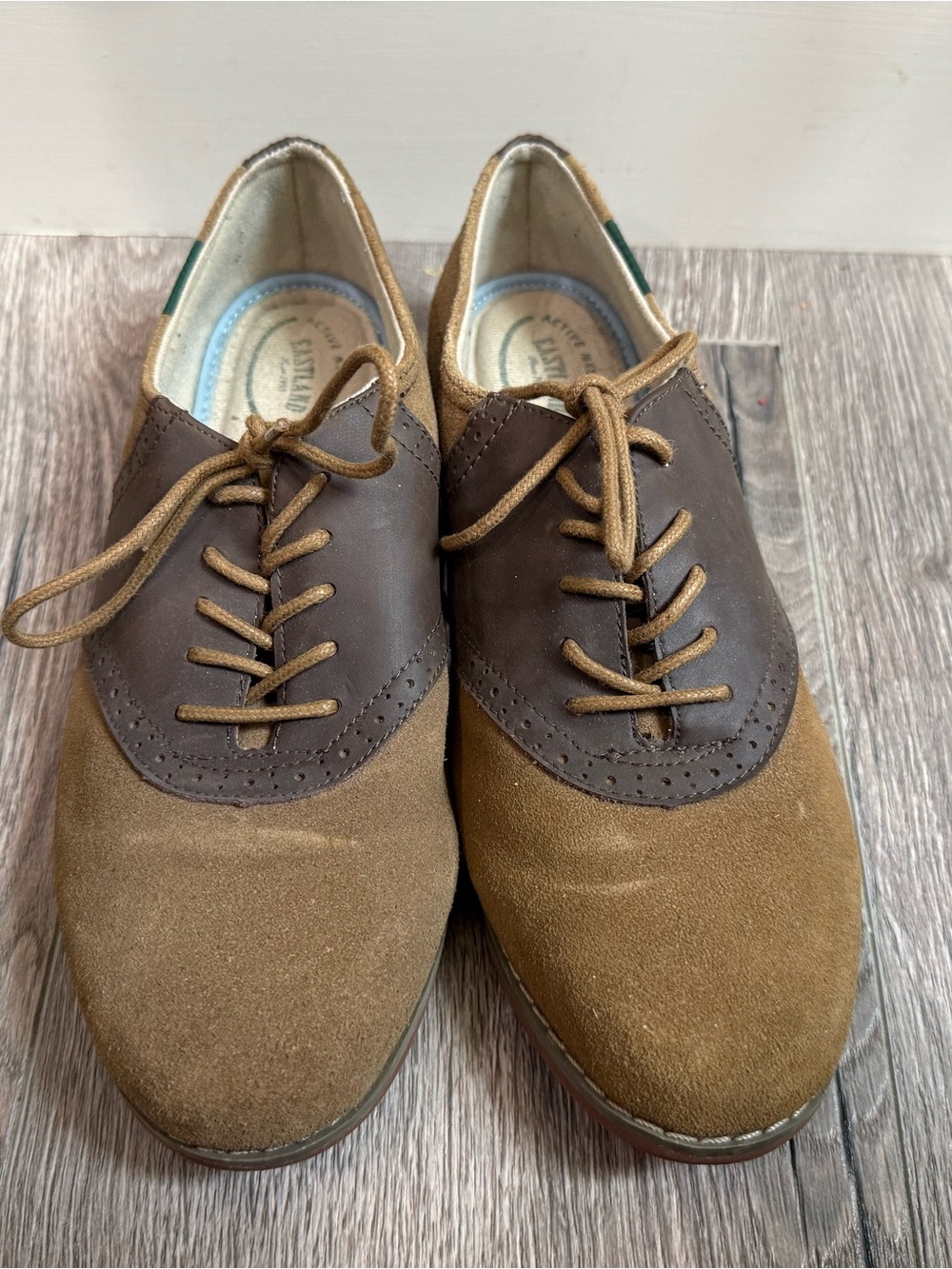 Eastland Brown Suede and Dark Brown Leather Derby Oxfords